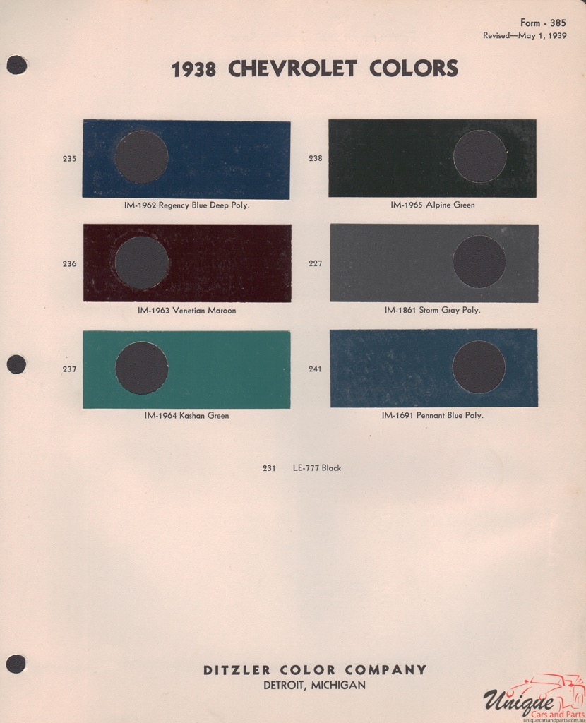 1938 Chev Paint Charts PPG 3